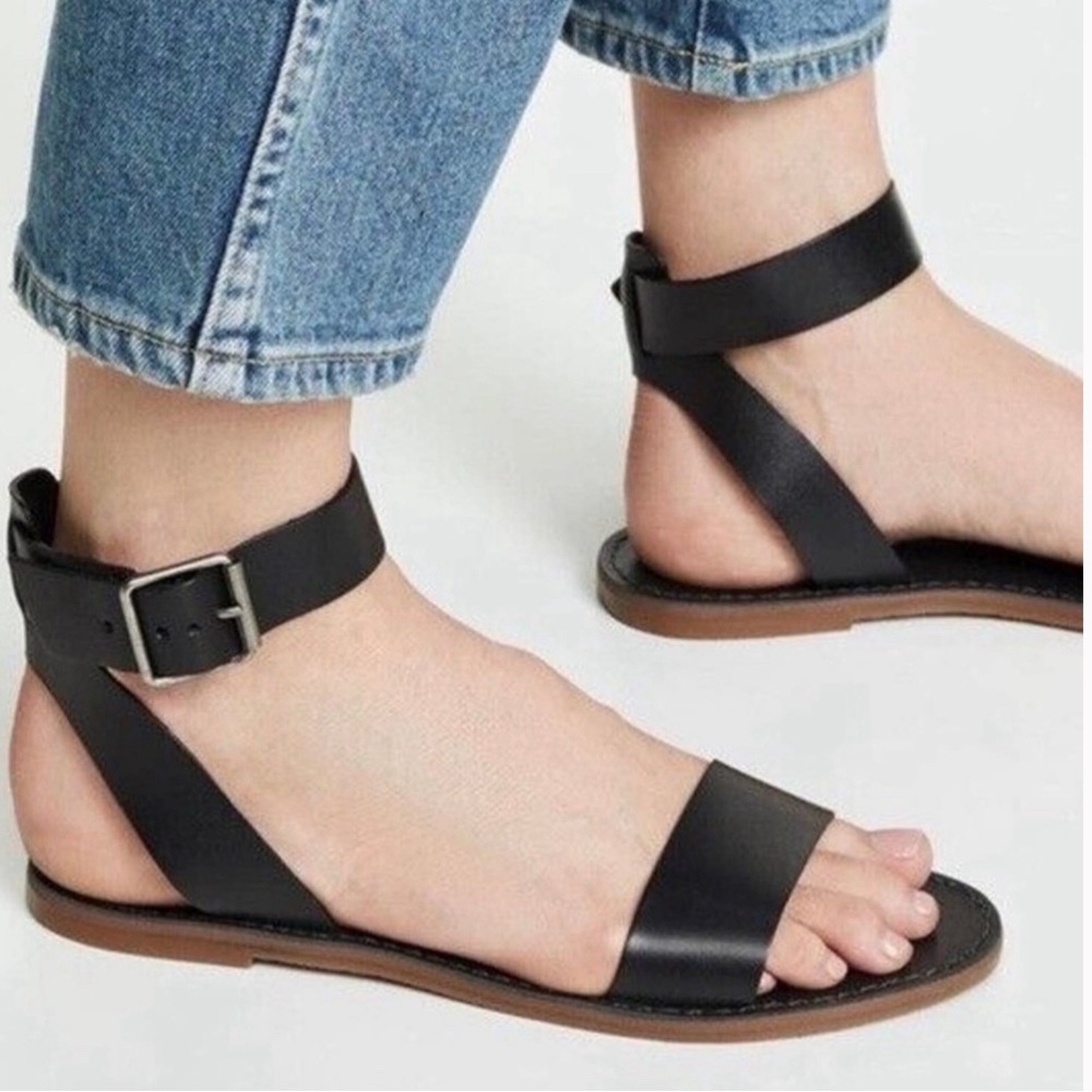 Madewell‎ Black Leather Boardwalk Sandals Sz. 7